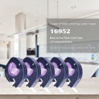 5PK สีดำเทปฉลาก12มม. บนเทปกระดาษใสแท่งโปร่งแสงเข้ากันได้กับ Dymo Letratag LT-100H QX50พลาสติก2000 Rion