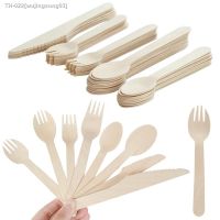 ▨☽✵ 30Pcs Party Wooden Disposable Western Tableware Wedding Birthday Cutlery Wood Cake Scoop Fork For Baby Shower Christmas Kitchen