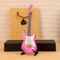 Mini Electric Guitar Model Miniature Acoustic Guitar Pink Decoration Mini Musical Instrument with Case and Stand Pink Decoration