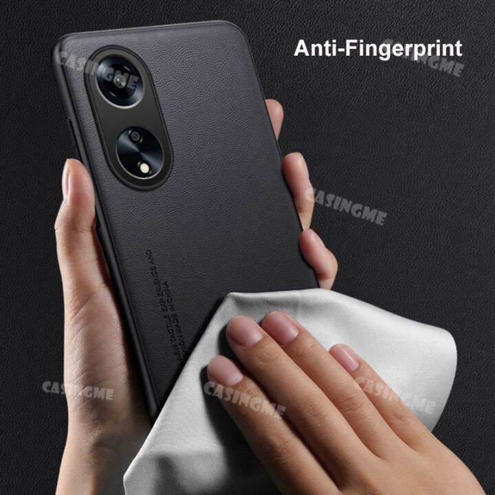 a78-oppo-4g-2023เคสหนังผิวเรียบง่ายสุดหรูสำหรับ-oppo-a78-4g-a-78-oppoa78-78a-2023-4g-5g-ฝาหลังเคสฮาร์ดพีซีกันกระแทกผิวด้าน