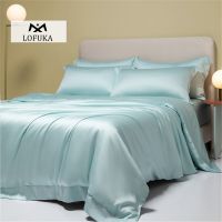 Lofuka Summer 100% Pure Silk Bedding Set Beauty Double Queen King Quilt Cover Flat Sheet Pillowcase For Sleep Free Shipping