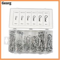 GEORG 150 Pcs เหล็กไร้สนิม ชุดจัดประเภทสลักเกลียว แผ่นสังกะสีชุบ 6ขนาด คลิป R เรียบเนียน ตัวหนีบหัวเตียง ระบบล็อคล็อค