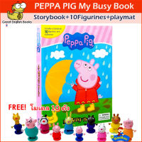 (In Stock) พร้อมส่ง *ลิขสิทธิ์แท้* หนังสือบอร์ดบุ๊ค Peppa Pig My Busy Book Board book , Map, 10 Figures