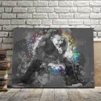Chester Bennington Fine Art พิมพ์-ภาพวาดผ้าใบสีดำและสีขาวที่ทันสมัยสำหรับตกแต่งผนังเพลงในห้องนั่งเล่น