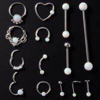 【LZ】✖☜✠  Aço cirúrgico Opala Pedra Nariz Stud Septo Clicker Anéis Lip Ear Tragus Cartilagem Helix Lobe Brincos Piercing Body Jewelry 1Pc