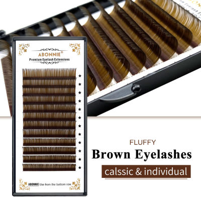 Abonnie Brown Classic Eyelashes Fluffy Individual Lashes Extensions Premium Colorful Lashes ALL Size Cilios Cables Converters