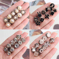 10Pcs คริสตัลเข็มกลัดมุกปุ่มเสื้อคอหมุดเข็มกลัด Cufflinks ตกแต่ง