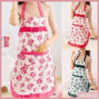 【hot sale】❆☍ D13 (salzburg) Women Floral Bowknot Waterproof Kitchen Restaurant Cooking Pocket Dress Apron