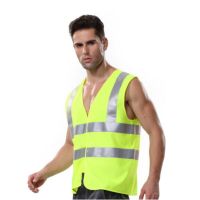 A628 Fluorescent Yellow Reflective Vest 3m Reflective Material Polyester Knitted Fabric Zipper