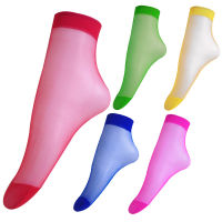 Neon Transparent Socks Women Cute Candy Color Silk Socks For Women Summer Fashion Elasticity Breathable Thin Short Ankle Sock