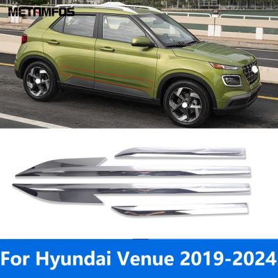 ชิ้นส่วนรถยนต์สำหรับ Hyundai Venue 2019-2022 2023 2024ประตูรถยนต์โครเมียมขอบด้านข้างตัวรถสติกเกอร์ตกแต่งอุปกรณ์เสริมตกแต่งรถหมวกครอปกระจกรถ87Tixgportz