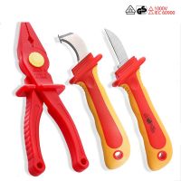 Insulated Electrician VDE 1000V Cable Stripping Straight Curved Hook Fixed Blade Wire Stripper Tools For Electrician