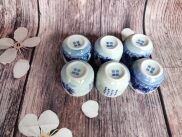 Bát Tràng Giá nhà lò Bộ 6 chén sứ men lam cao 4 cm không bao gồm khay có