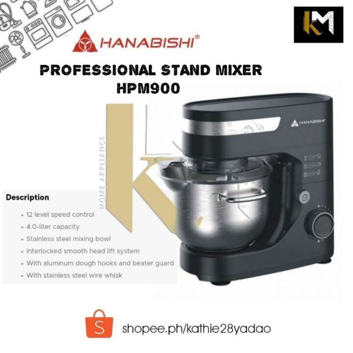 Hanabishi Professional Stand Mixer HPM900 (Heavy Duty) 4Lurc Lazada PH