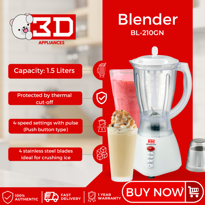 3D Electric Blender with Miller & Stirrer BL210GN 1.5L Lazada PH