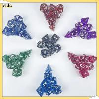 VJDA 7Pcs/set 7-Die Table Game ลูกเต๋า DND D4 D6 D8 D10 D12 D20 สองสี ลูกเต๋าเกม ทนทานต่อการใช้งาน อะคริลิค ลูกเต๋าหลายด้าน TRPG DND