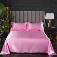 Bonenjoy 1 pc Bed Sheet Yellow Color Plain Dyed Satin Polyester Flat Sheets Queen Size sabanas cama 90 Single Top Sheets