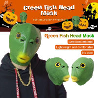 หน้ากากยางรูปปลา ปลาบู่สีเขียว งานสัปประหลาด TikTok Funny Green Fish Head Mask Cosplay Costume Mask MY388