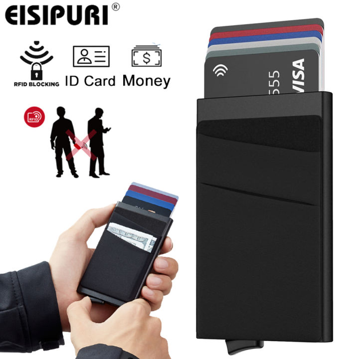 Rfid Credit Card Wallet With Elasticity Back Pouch Slim Pop Up Bank ...