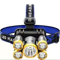 5-Head Headlight Super Bright Rechargeable Fishing Lamp Long-Range Super Bright LED Miners Lamp Flashlight