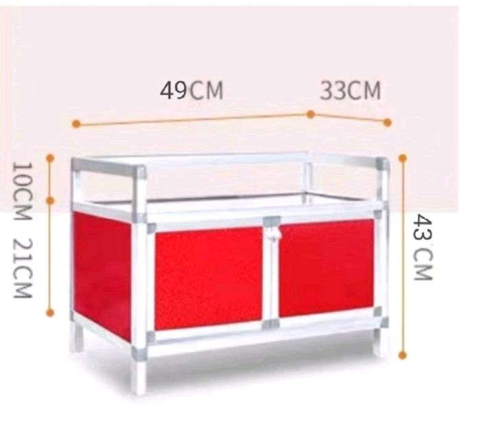 ตู้กับข้าว-ตู้เก็บของ-ตู้ใส่เสื้อผ้า-ตู้อเนกประสงค์-แบบมี2บานประตู-ตู้อะลูมิเนียมสีแดง-ตู้เก็บกับข้าว-สินค้าประกอบเอง