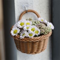 Handmade Woven Hanging Basket Hanging Imitation Rattan Baskets Wicker Rattan Flower Basket Wall Decor Storage Rack Plant Basket