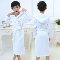 Bathrobe Summer Bath Hooded Blue Sleepwear Waffle Children Pink Bathrobe Wholesale Sleeve Robe Long Kids White Children