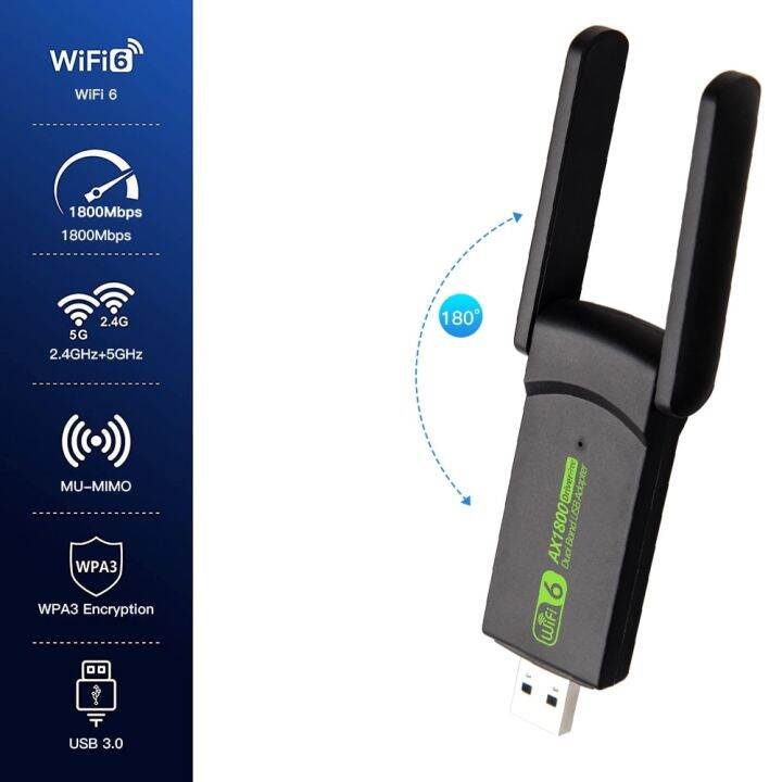 อะแดปเตอร์3-0-wi-fi-6-usb-1800mbps-802-11ax-dual-band-2-4g-5ghz-การ์ดเน็ตเวิร์กเครื่องส่งสัญญาณไวไฟไร้สายสนับสนุนชนะ-rtl8832au-10-11ชิ้น