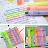 【☑Fast Delivery☑】 zangduan414043703 ปากกาเน้นข้อความแบบอ่อน6สีสะท้อนแสงปากกามาร์กเกอร์สีอุปกรณ์การเรียน