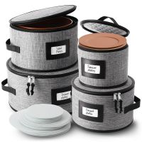 ♕◄✖ hutangbq 2023 New Gray Plate Storage Dinnerware Set Securely Padded (4pc)