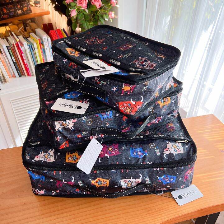 lesportsac-2023-กระเป๋าใส่อุปกรณ์อาบน้ำ1436กระเป๋าเก็บของกระเป๋าเก็บสัมภาระกระเป๋าขนาดใหญ่กลางและเล็ก3ชุด