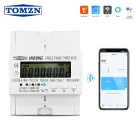 TOMZN อุปกรณ์ตรวจวัดปริมาณการใช้พลังงานในเครื่องวัดพลังงานแบบ2เฟส3สาย110V + 110V เริ่มต้นจาก80A Din Rail Tuya WIFI อัจฉริยะใช้พลังงานจอมอนิเตอร์มิเตอร์ Kwh วัตต์มิเตอร์