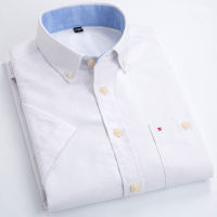 Summer Short Sleeve Mens Solid Oxford Casual Shirt Easy Care plain leisure Comfortable regular Fit dress shirts