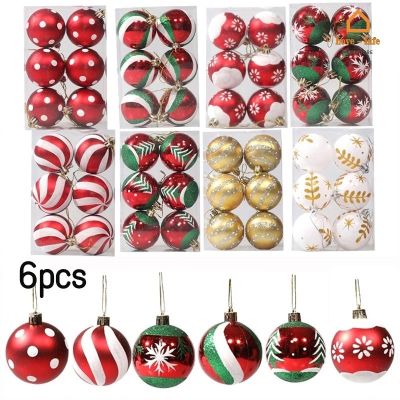 Exquisite Hand-painted Colorful Christmas Tree Decoration Balls/ 6Pcs/Box DIY New Year Party Hanging Balls Room Decor