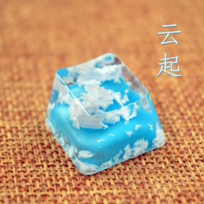 Resin Backlight keycap Mx Mechanical Personality sky and white clouds 1u key