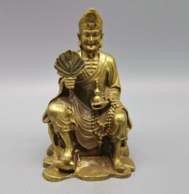 รูปปั้นทองแดงจีนพระพุทธรูป Ji Gong งานฝีมือขนาดเล็ก ~
