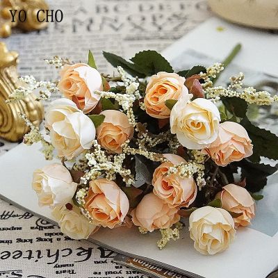 【CC】 YO CHO Artificial 15 Heads Silk Wedding Bouquet Decoration