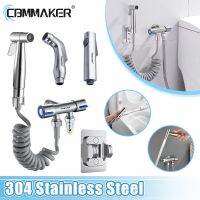 【YF】 Handheld Bidet Sprayer Set Triangle Valve 304 Stainless Steel Spray Gun Faucet Nozzle Water Washing Bathroom Accessories