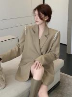 Uniqlo 2023 New Fashion version Autumn and winter chic high-end street casual blazer womens design niche western style shoulder pad suit top