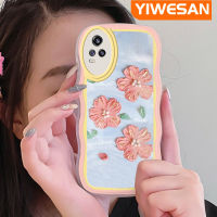 Jjlingji เคสสำหรับ VIVO V20 V15 V17 V19 Neo มุกแวววาวสีส้มดอกไม้สีชมพูสีขอบนุ่มกันกระแทกแบบใสเคสมือถือเคสโทรศัพท์ปกป้องทนทานต่อรอยขีดข่วน