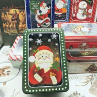 Christmas Rectangular Skylight Iron Box Cookies Holiday Small Iron Box Transparent Box Packaging Box Tin Box