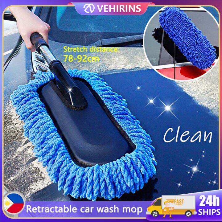 Microfine nanofibers retractable car dust brush cleaning scrub car mop