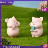 Water Leaves 7ชิ้น/เซ็ต Cartoon Pig ตุ๊กตาสัตว์ของเล่นรุ่นรูปปั้น Figurine ornament miniatures