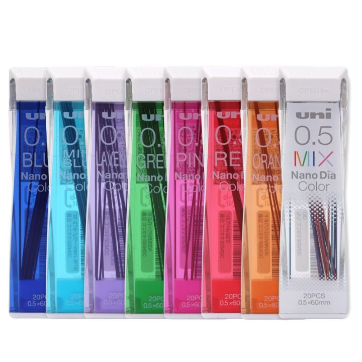 1-tube-japan-uni-nano-dia-colour-202ndc-colored-mechanical-pencil-graphite-leads-0-5mm-writing-drawing-office-school-supplies