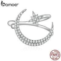 Bamoer – pince doreille en argent Sterling 925 pour femmes bijoux fins étoile et lune serti pavé CZ brillant cadeau danniversaire 1 pièce BSE701