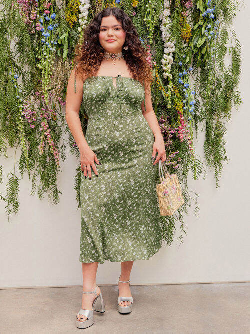 Cider Floral Mermaid Knotted Maxi Dress Curve & Plus Lazada.co.th