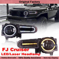 Bensi 【สต๊อกท้องถิ่น】โคมไฟรถโตโยต้าดัดแปลงสำหรับ07-20 FJ Cruiser ชิ้นส่วนไฟหน้า LED เลนส์เลเซอร์ไฟหน้าสตรีมมิ่งแสงเปิดในเวลากลางวัน Lampu Jalan ไม่ทำลายการติดตั้ง