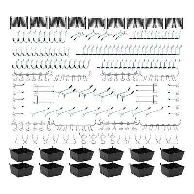 251PCS Pegboard Accessories Organizer Kit,for Tools, 1/8 and 1/4 Inch Pegboard Hooks Assortment,for Hanging Storage