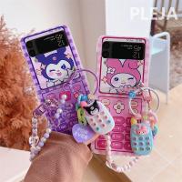 เคสโทรศัพท์โซ่จี้การ์ตูนเกาหลีสำหรับ Samsung Galaxy Z Z Flip 4 3 Z Flip3 Flip4 5G บานพับน่ารักเคสกันกระแทก Funda