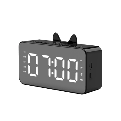 Multi-Function Alarm Clock Radio Desk Alarm Clock LCD Display Digital Alarm Clock Bluetooth-Compatible Music Playing Digital for Home Office White